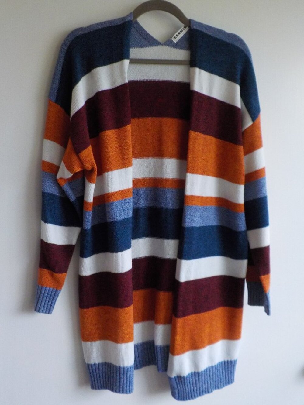 Ecowish Sweater Cardigan - X-Large - Cotton Blend Stripe Multi Open (2432)